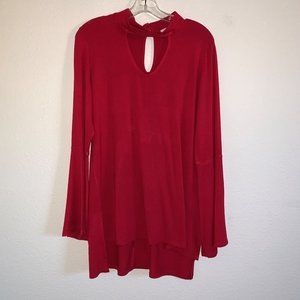 Ava James Red Key Hole Neckline Sweater